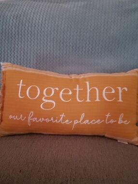 Together Embroidered Accent Pillow - Orange